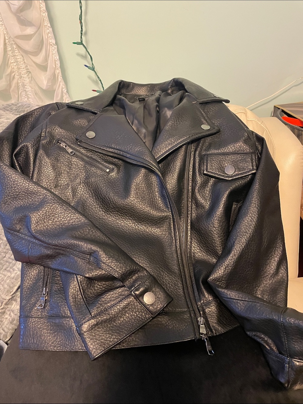 Banana Republic Black Faux Leather Moto Jacket